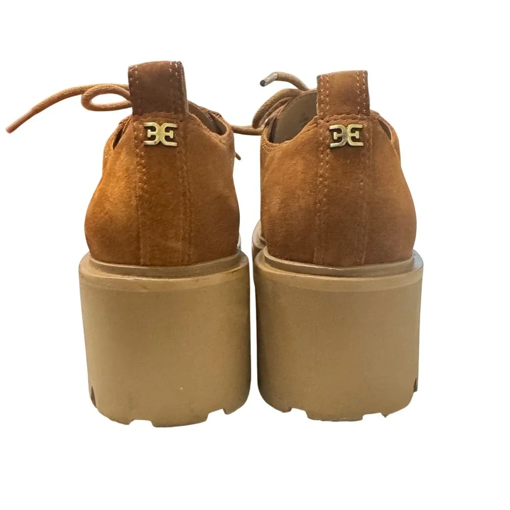 Sam Edelman Monna Lace Up Loafer Women 5.5 Brown Suede Platform Lug Sole - Picture 8 of 14